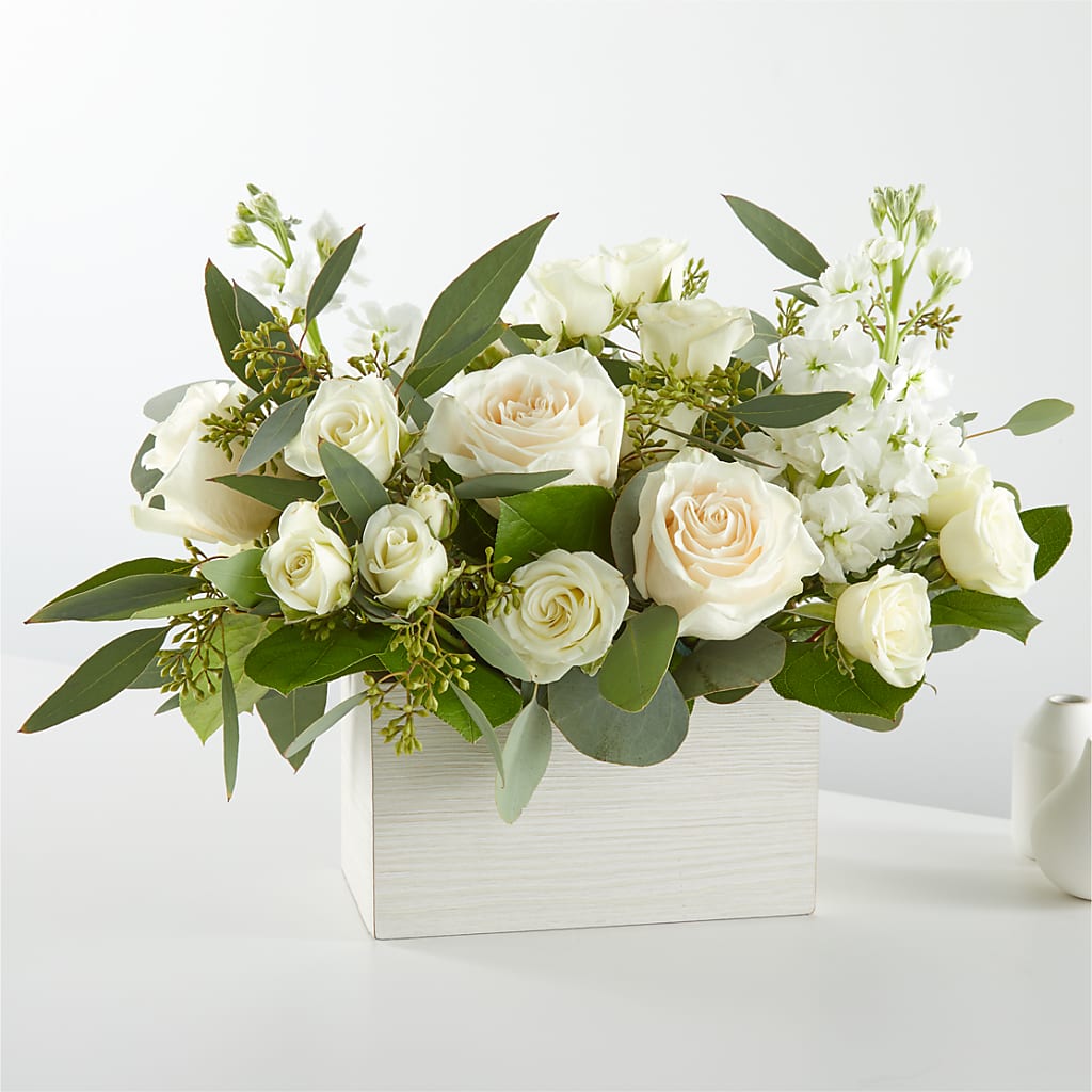 Fresh Linen Box Bouquet – UP UP & AWAY FLORAL & EVENT PLANNING, Lumberton NC