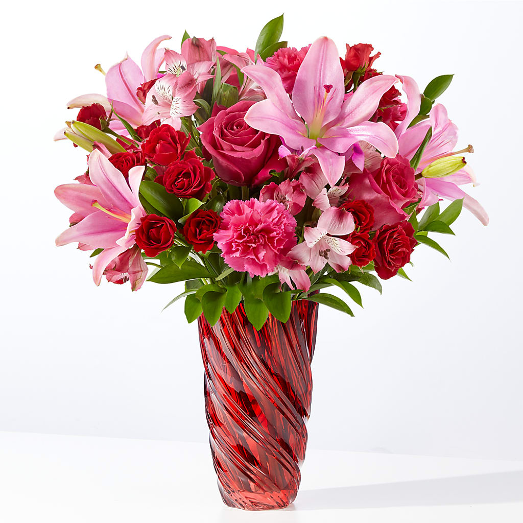 In Love Bouquet with Luxe Swirl Vase – UP UP & AWAY FLORAL & EVENT PLANNING, Lumberton NC