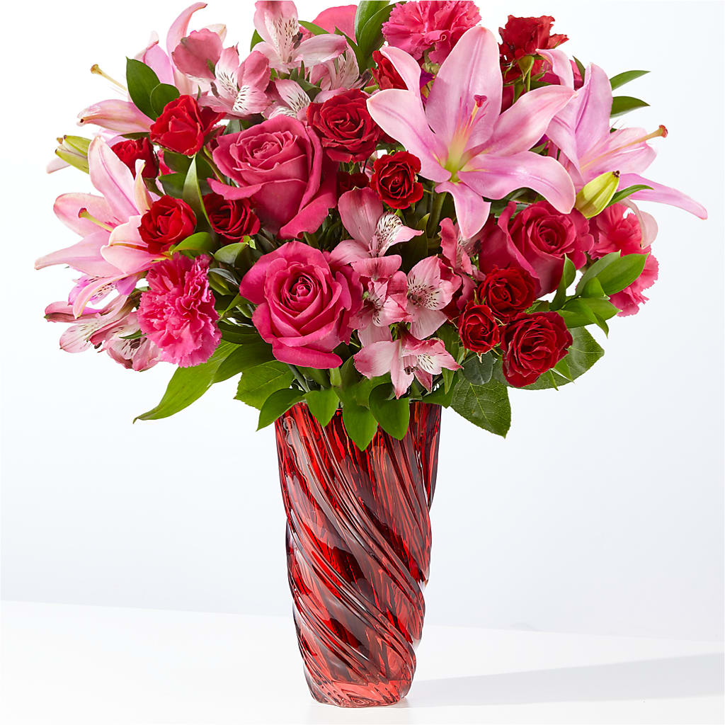 In Love Bouquet with Luxe Swirl Vase – UP UP & AWAY FLORAL & EVENT PLANNING, Lumberton NC