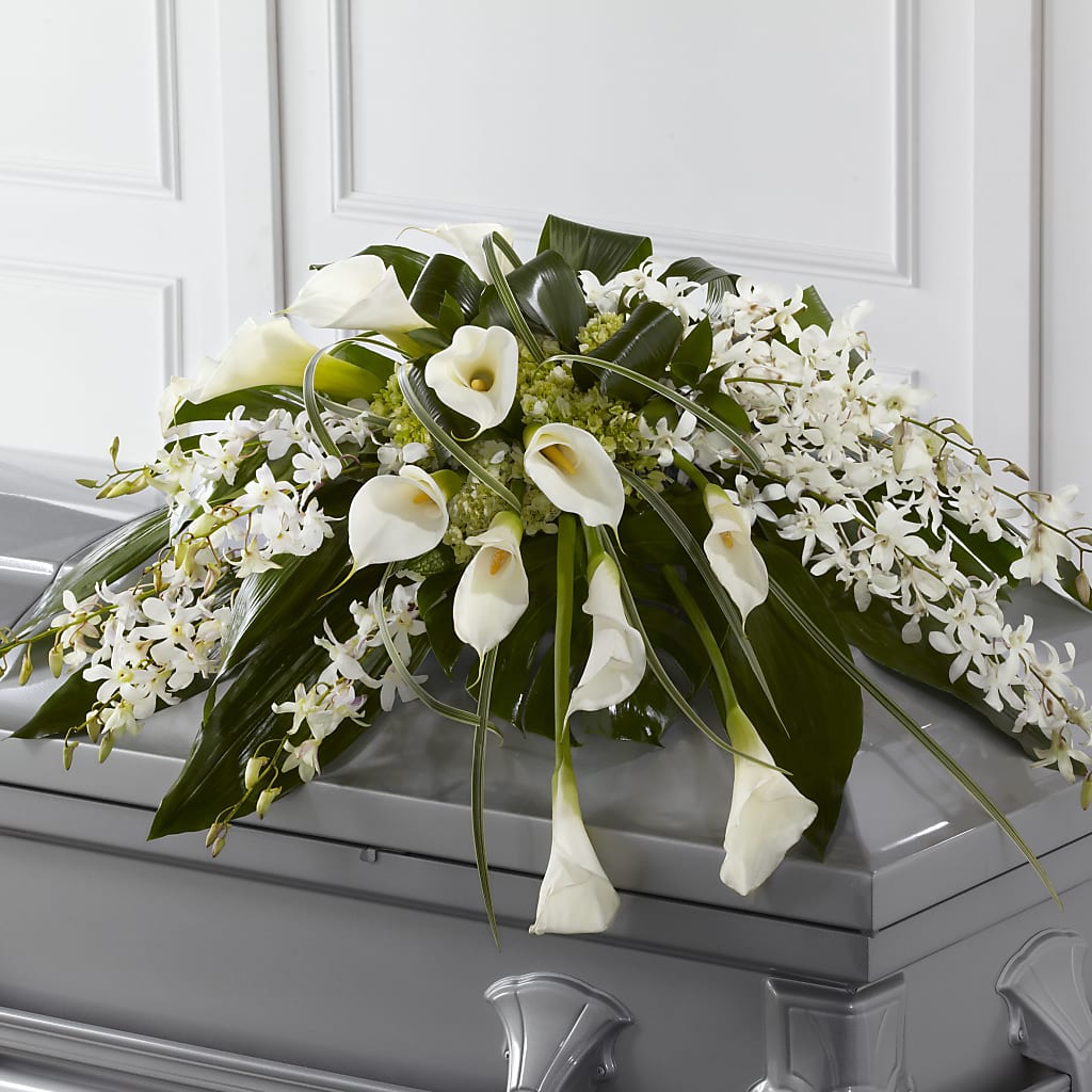 Angel Wings Casket Spray – UP UP & AWAY FLORAL & EVENT PLANNING, Lumberton NC