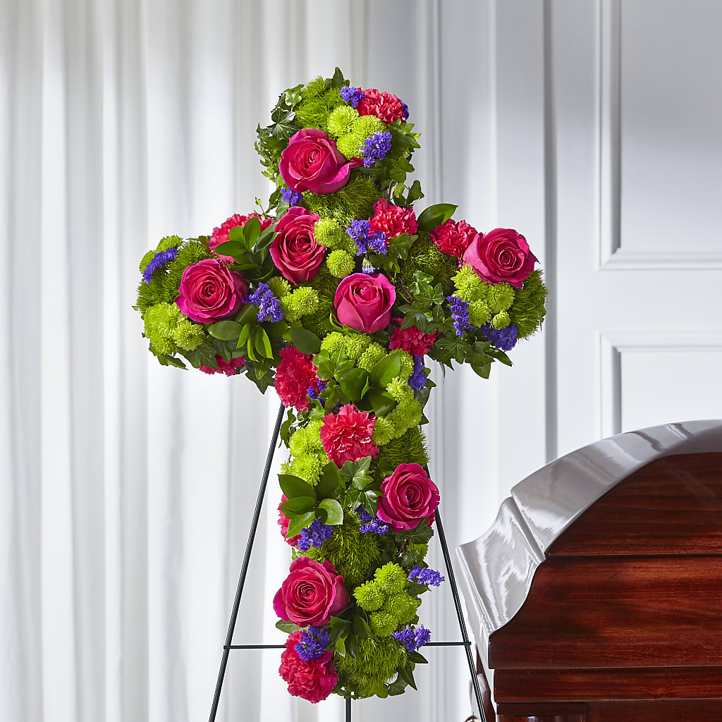 Tribute Rose Floral Cross – UP UP & AWAY FLORAL & EVENT PLANNING, Lumberton NC