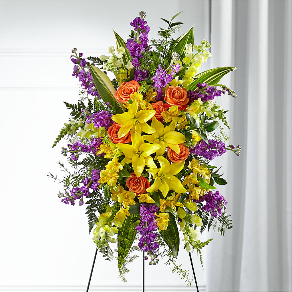 Thoughtful Prayers Standing Spray – UP UP & AWAY FLORAL & EVENT PLANNING, Lumberton NC