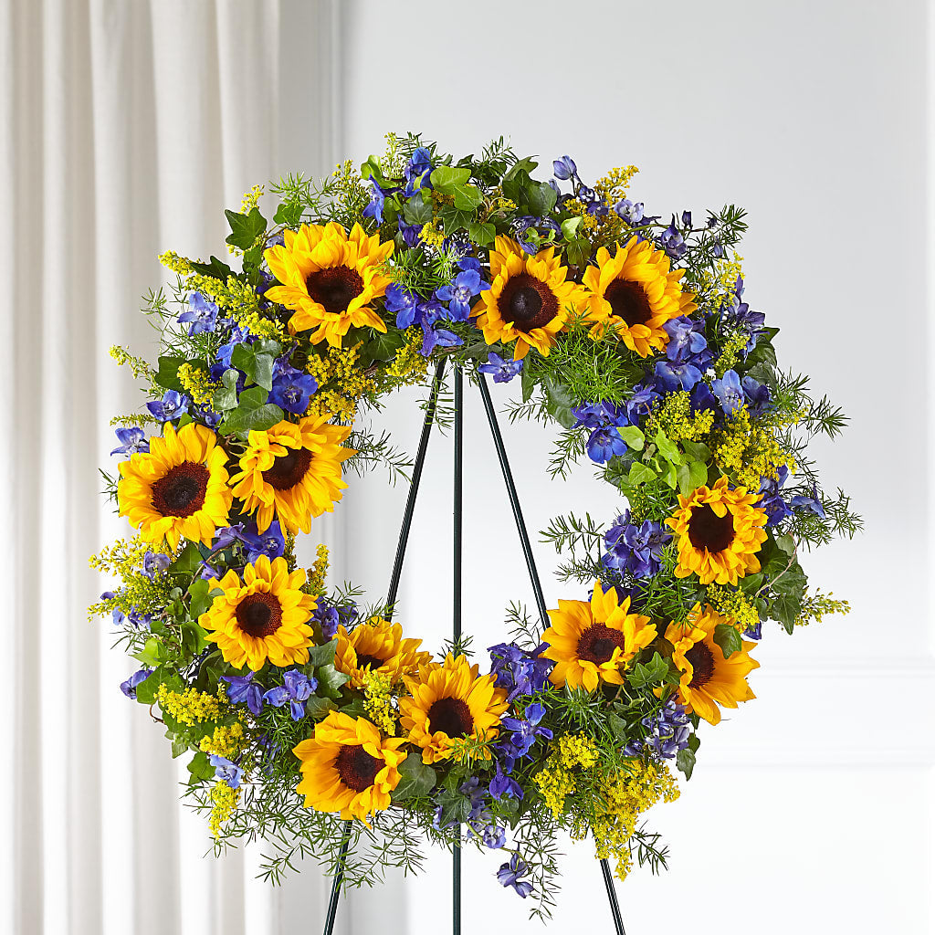 Bright Rays Wreath – UP UP & AWAY FLORAL & EVENT PLANNING, Lumberton NC