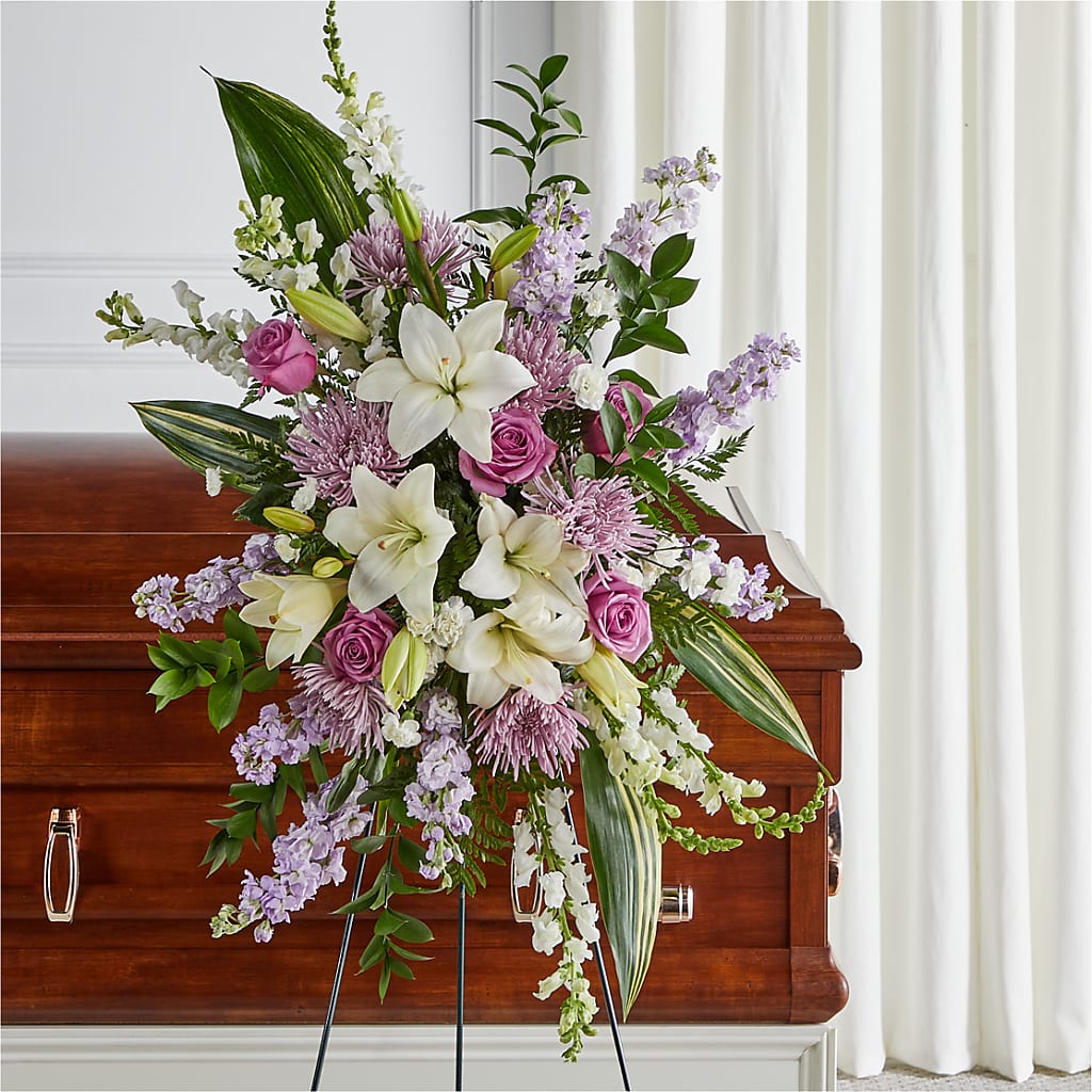 Grateful Hearts Standing Spray – UP UP & AWAY FLORAL & EVENT PLANNING, Lumberton NC