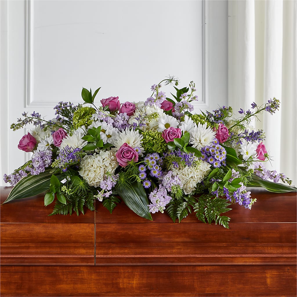 Meadows of Serenity Casket Spray – UP UP & AWAY FLORAL & EVENT PLANNING, Lumberton NC