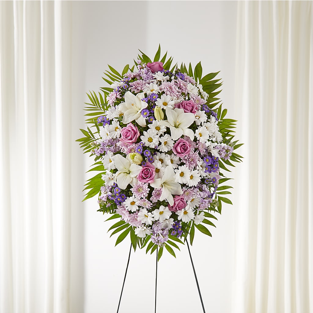 Surrounded by Love Standing Spray – UP UP & AWAY FLORAL & EVENT PLANNING, Lumberton NC