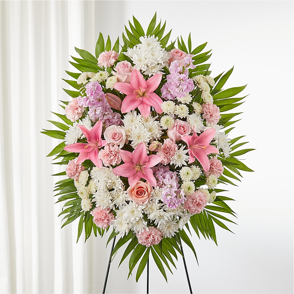 Offering Solace Standing Spray – UP UP & AWAY FLORAL & EVENT PLANNING, Lumberton NC