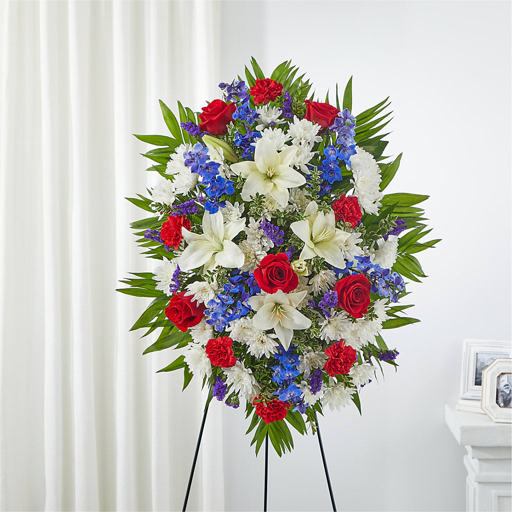 Cherished Service Standing Spray – UP UP & AWAY FLORAL & EVENT PLANNING, Lumberton NC
