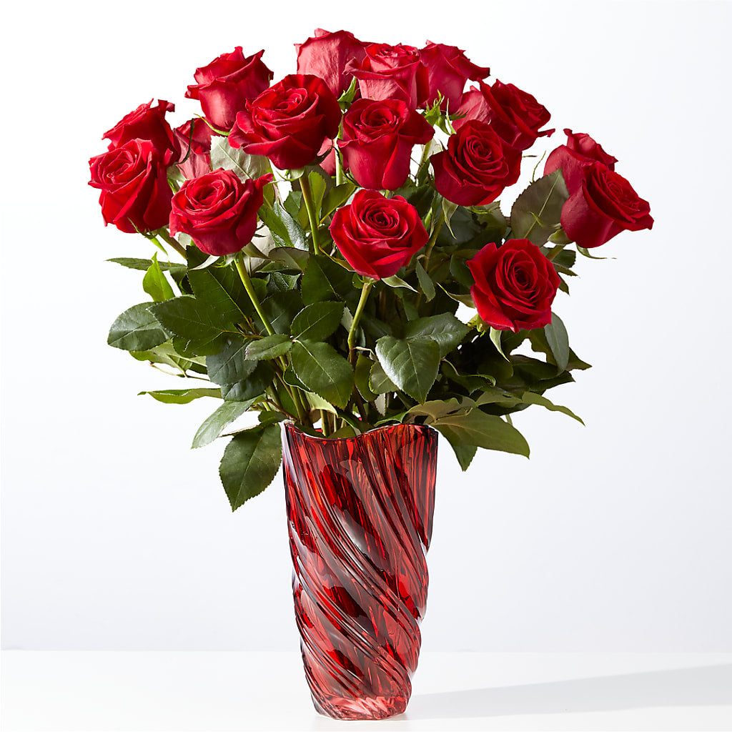 Classic Love Red Rose Bouquet with Luxe Swirl Vase – UP UP & AWAY FLORAL & EVENT PLANNING, Lumberton NC