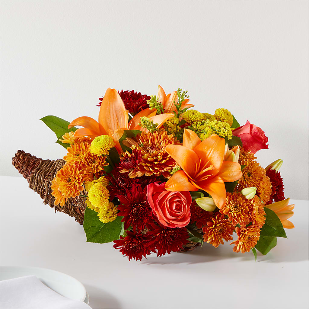 Bouquet of Blessings Cornucopia – UP UP & AWAY FLORAL & EVENT PLANNING, Lumberton NC