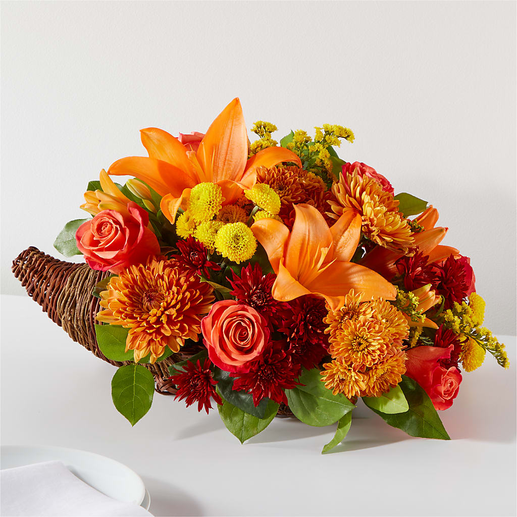 Bouquet of Blessings Cornucopia – UP UP & AWAY FLORAL & EVENT PLANNING, Lumberton NC