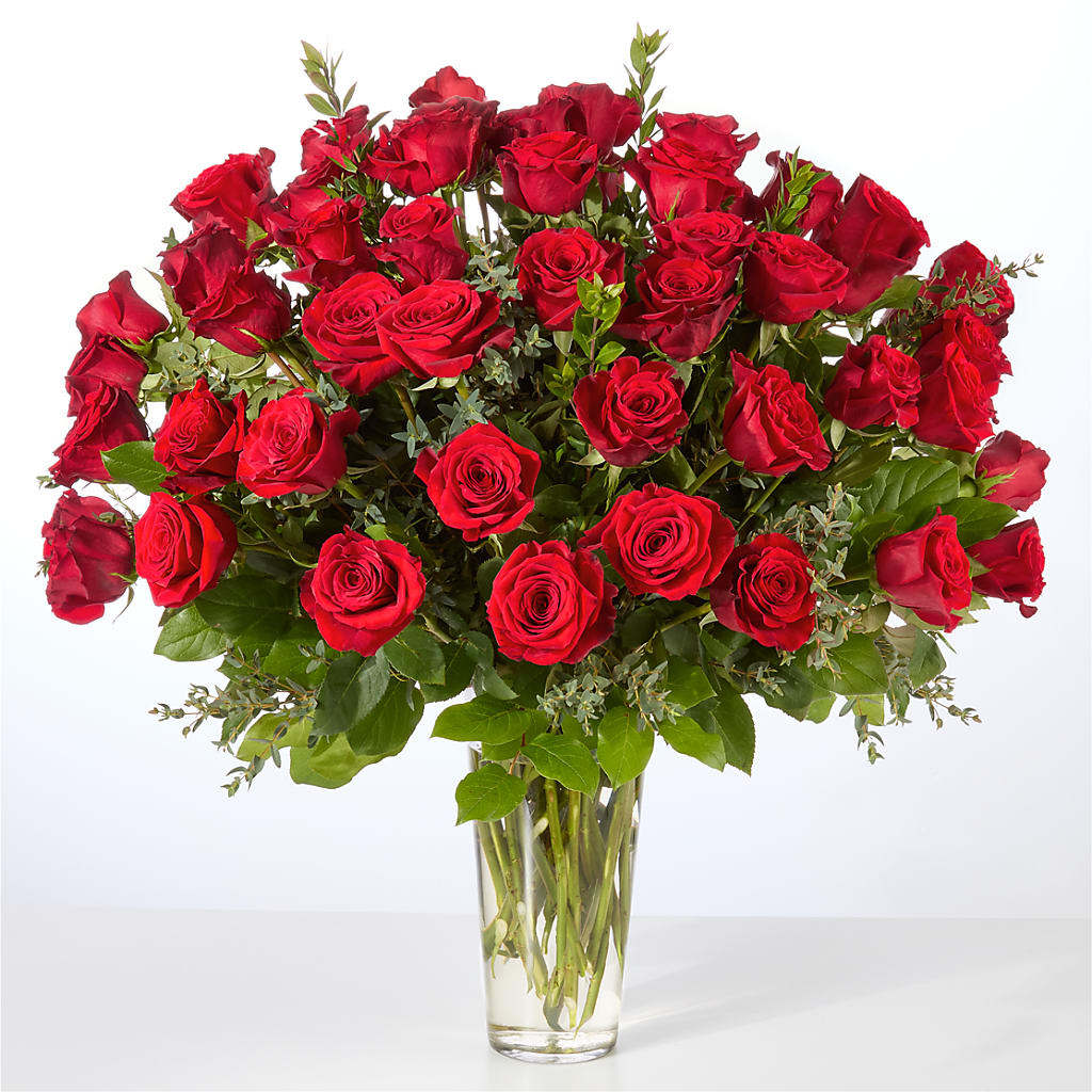 Forever Yours Fifty Stem Red Rose Bouquet – UP UP & AWAY FLORAL & EVENT PLANNING, Lumberton NC