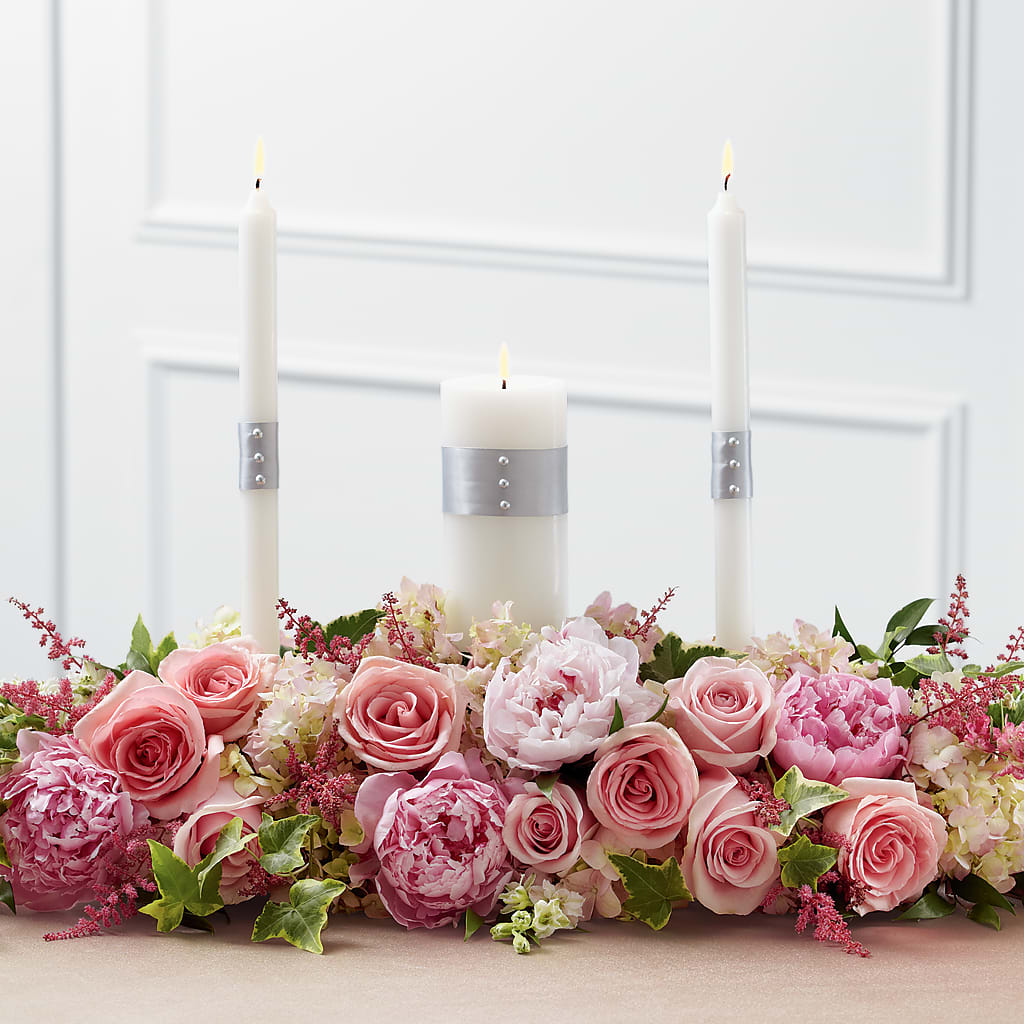 Worldwide Romance Unity Candle Arrangement – UP UP & AWAY FLORAL & EVENT PLANNING, Lumberton NC