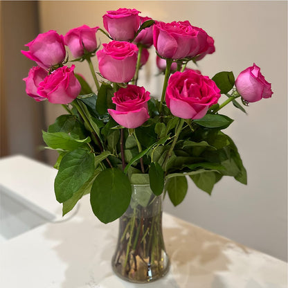 Long Stem Pink Rose Bouquet – UP UP & AWAY FLORAL & EVENT PLANNING, Lumberton NC