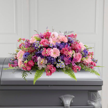 Glorious Garden Casket Spray – UP UP & AWAY FLORAL & EVENT PLANNING, Lumberton NC