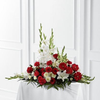 Crimson & White Arrangement – UP UP & AWAY FLORAL & EVENT PLANNING, Lumberton NC