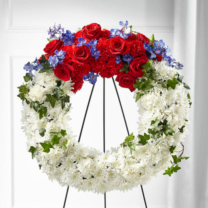 Patriotic Passion Wreath – UP UP & AWAY FLORAL & EVENT PLANNING, Lumberton NC