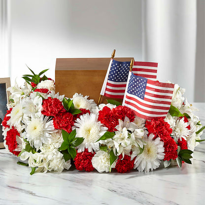 Spirit of Patriotism Cremation Adornment – UP UP & AWAY FLORAL & EVENT PLANNING, Lumberton NC