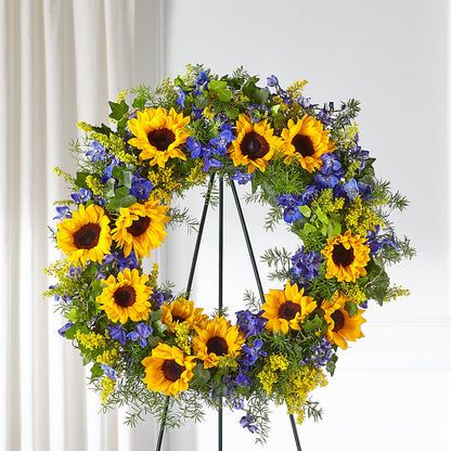 Bright Rays Wreath – UP UP & AWAY FLORAL & EVENT PLANNING, Lumberton NC