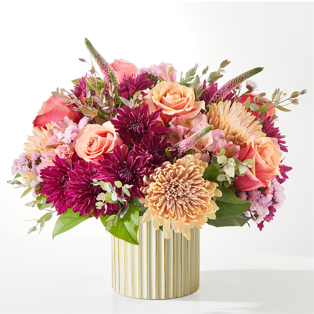 Berry Cobbler Bouquet with Ivory Vase – UP UP & AWAY FLORAL & EVENT PLANNING, Lumberton NC