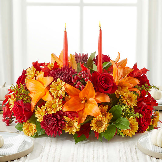 Autumn's Embrace Centerpiece – UP UP & AWAY FLORAL & EVENT PLANNING, Lumberton NC