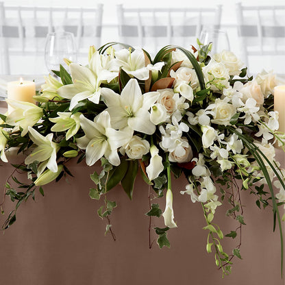 White Linen Arrangement – UP UP & AWAY FLORAL & EVENT PLANNING, Lumberton NC